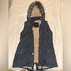 YMI Women's Vest with Faux Fur Hood
